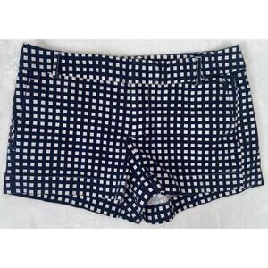 Banana Republic Shorts Size 0 Dark Navy Blue White Ryan Fit Chino Stretch Check